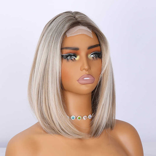 Lace Brown Smooth Natural Short Straight Hair Points Imported Silk Chemical Fiber
