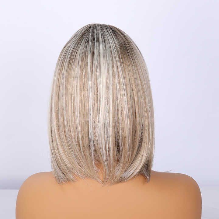 Lace Brown Smooth Natural Short Straight Hair Points Imported Silk Chemical Fiber